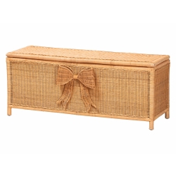 bali & pari Creusa Natural Rattan Storage Bench with Bow Detail